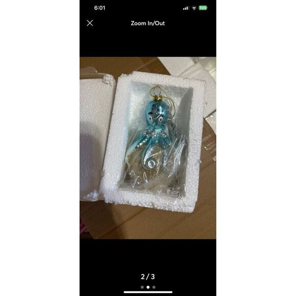 Holiday Lane At the Beach Molded Glass Octopus on a Ball Ornament - Picture 2 of 3